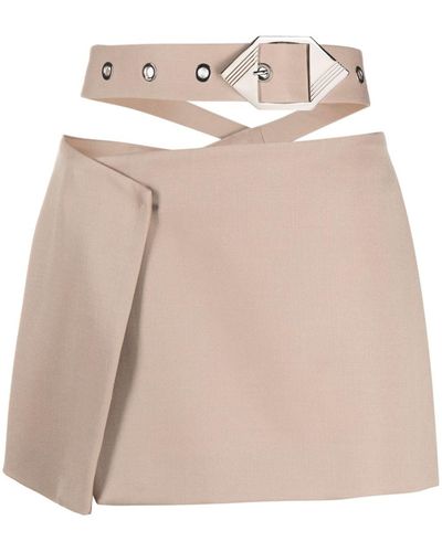The Attico Asymmetric Mini Skirt - Natural