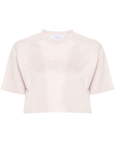 Off-White c/o Virgil Abloh T-Shirt With Cropped Logo - Pink