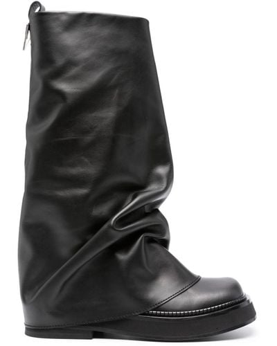 The Attico Robin Layered Leather Boots - Black