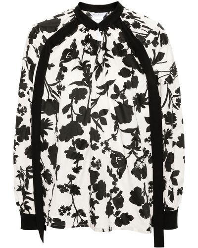 Max Mara Floral Cotton Satin Shirt - Black