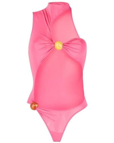 Jacquemus Asymmetric Bodysuit - Pink