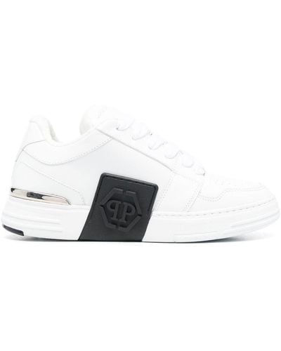 Philipp Plein Sneakers Con Pannello Logo - Bianco