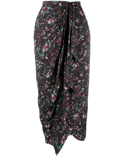 Isabel Marant Berthe Floral Midi Skirt - Black