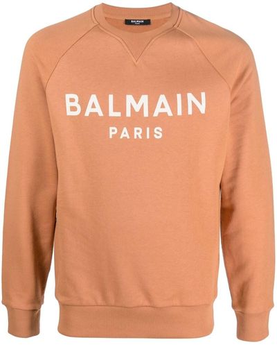 Balmain Logo-print Cotton Sweatshirt - Orange