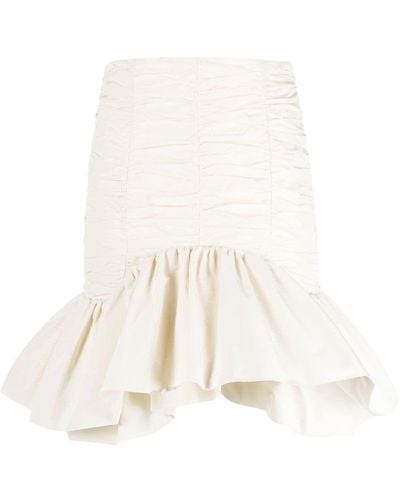 Patou Peplum-hem High-waisted Skirt - White