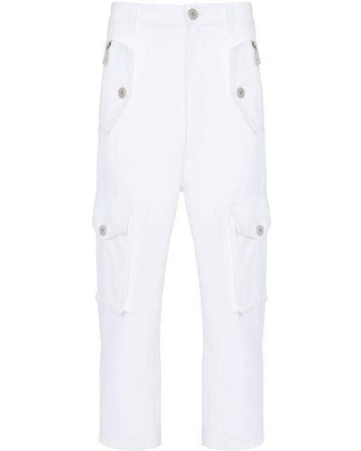 Balmain Cotton Cropped Cargo Pants - White