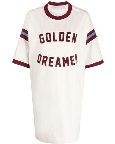 Golden Goose Slogan-appliqué Cotton T-shirt Dress - White