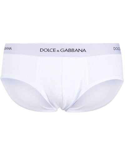 Dolce & Gabbana Logo-waistband Ribbed-knit Briefs - White