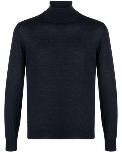 Tagliatore Roll-neck Fine-knit Sweater - Blue