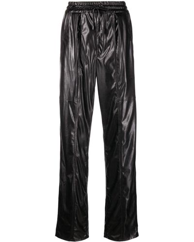 Étoile Isabel Marant Faux Leather Track Trousers - Black