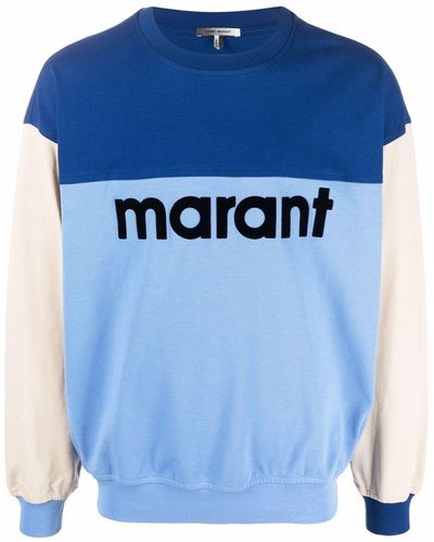 Isabel Marant Colour-block Logo-print Sweatshirt - Blue