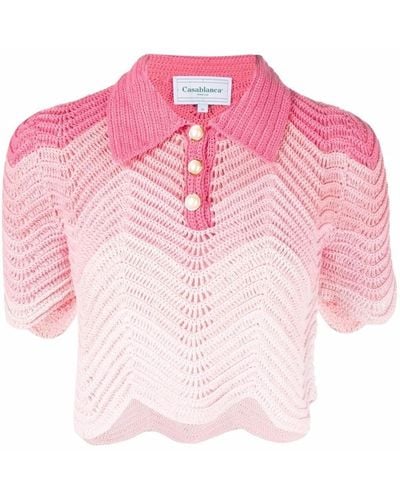 Casablanca Crochet Polo Shirt - Pink