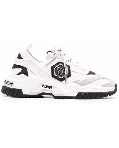Philipp Plein Sneakers Predator bianche con placca logo - Bianco