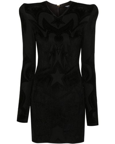 Balmain Dévoré Velvet Dress - Black