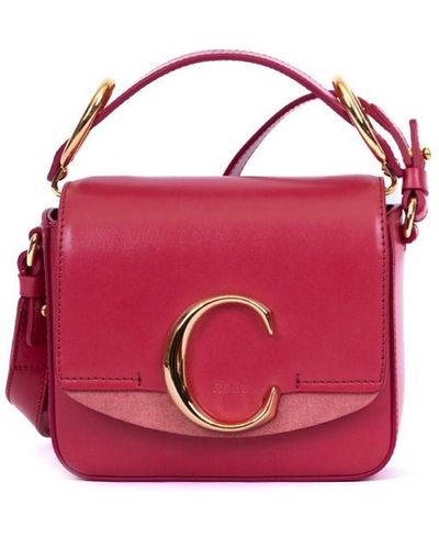 Chloé C Bag Mini Leather Scarlet Pink