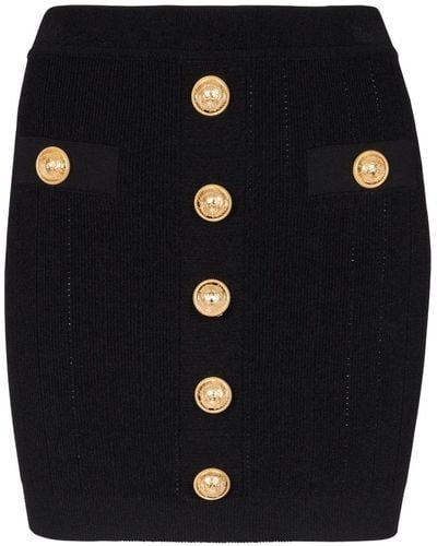 Balmain High Waist Buttoned Mini Skirt - Black
