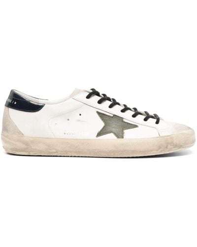 Golden Goose Super-star Distressed Leather Sneakers - White
