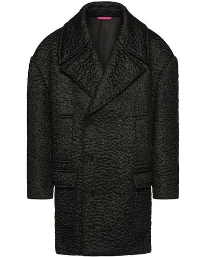 Valentino Bouclé' Double Breast Coat - Black