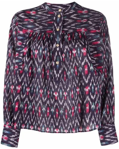 Isabel Marant Lally Printed Blouse - Blue