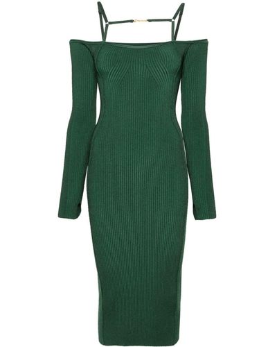 Jacquemus La Robe Sierra Off-The-Shoulder Dress - Green