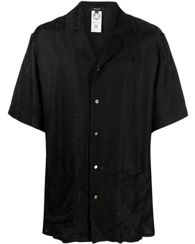 Versace Brocade-effect Short-sleeve Shirt - Black