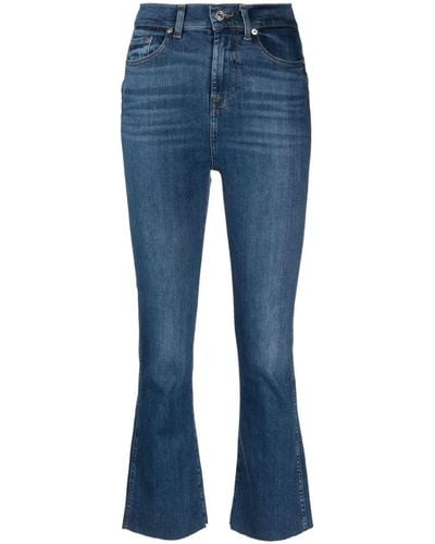 7 For All Mankind High-waisted Cropped Jeans - Blue