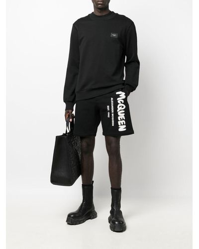 Alexander McQueen Shorts With Logo - Black