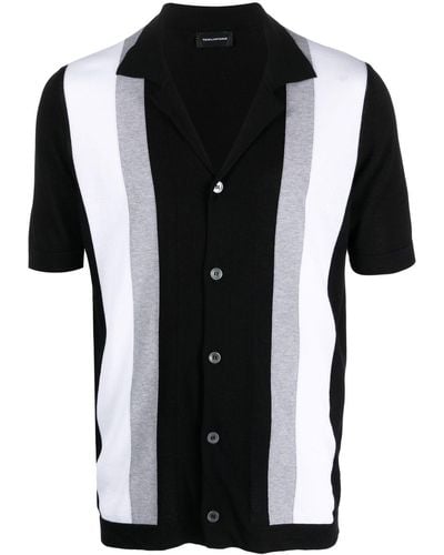 Tagliatore Colour-panneled Cotton Shirt - Black
