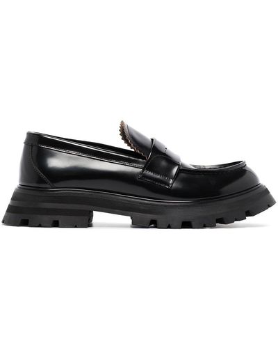 Alexander McQueen Brushed Leather Loafers - Black