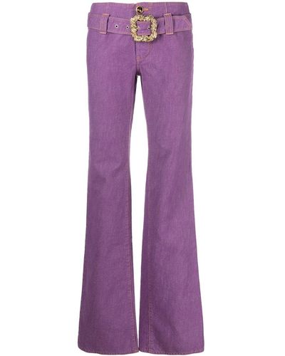 Cormio Flared Jeans With Belt - Purple