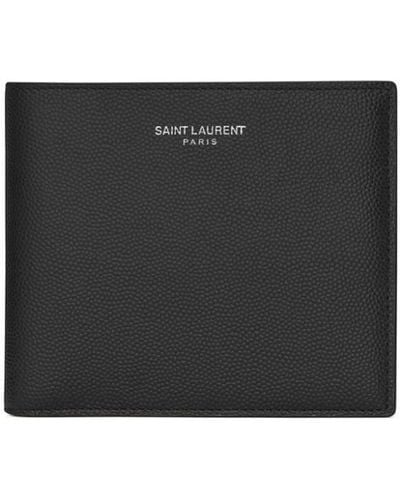 Saint Laurent Paris Logo-print Leather Wallet - Black
