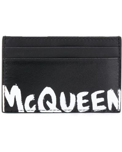 Alexander McQueen Graffiti Leather Credit Card Case - Black