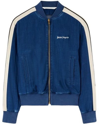 Palm Angels BOMBER SPORTIVO IN CHAMBRAY - Blu
