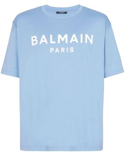 Balmain Logo-print Cotton T-shirt - Blue