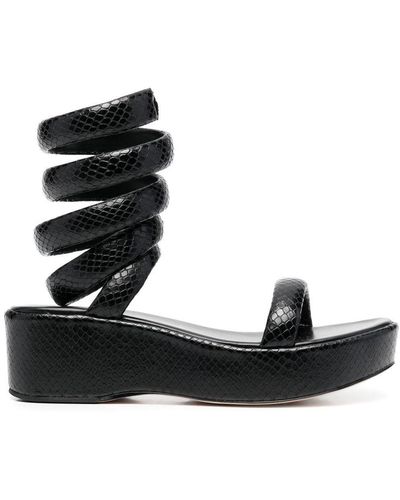 Cult Gaia Gabi Spiral Strap Sandals - Black