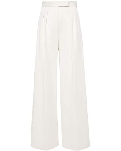 Max Mara Wide-Leg Cotton Blend Pants - White