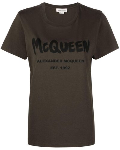 Alexander McQueen Graffiti Logo T-shirt - Green