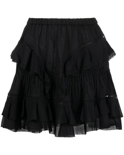 Isabel Marant Moano Organic-cotton Ruffled Miniskirt - Black