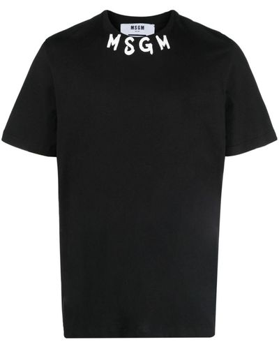 MSGM Logo-print Cotton T-shirt - Black