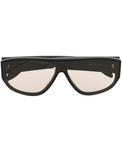 Alexander McQueen Flat-brim Logo-print Sunglasses - Black