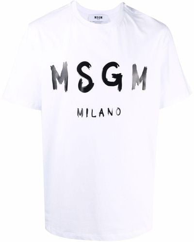 MSGM T-shirts And Polos White - Blue