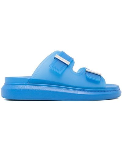 Alexander McQueen Double-buckle Chunky Slides - Blue