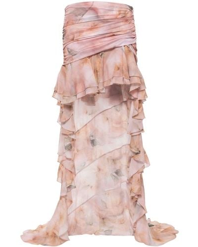 Blumarine Asymmetrical Skirt With Ruffles - Pink
