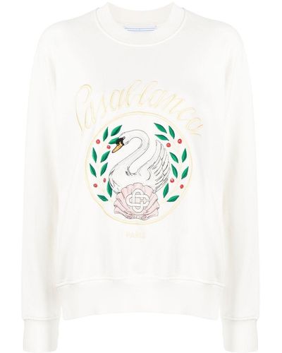 Casablancabrand Emblem De Cygne Embroidered Sweatshirt - White