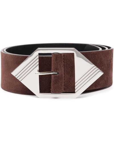 The Attico Buckle-fastening Suede Belt - Brown