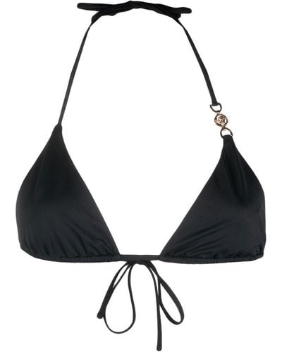 Versace Top bikini con logo - Nero