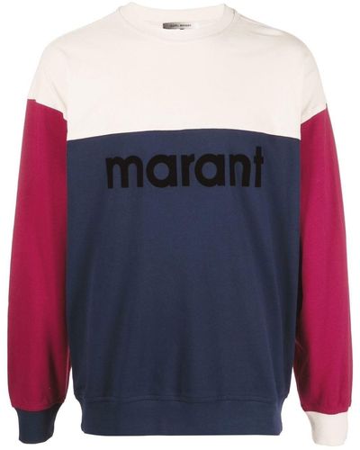 Isabel Marant Aftone Logo-print Long-sleeve Sweatshirt - Blue
