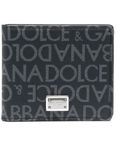 Dolce & Gabbana Portafoglio bi-fold con logo jacquard - Grigio
