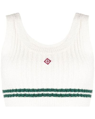 Casablanca Knitted Crop Top - White