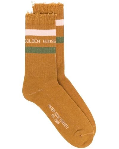 Golden Goose Logo-print Detail Ankle Socks - Brown